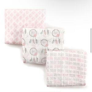 Hudson Baby 46” Muslin Square Swaddle Blanket set if 3.